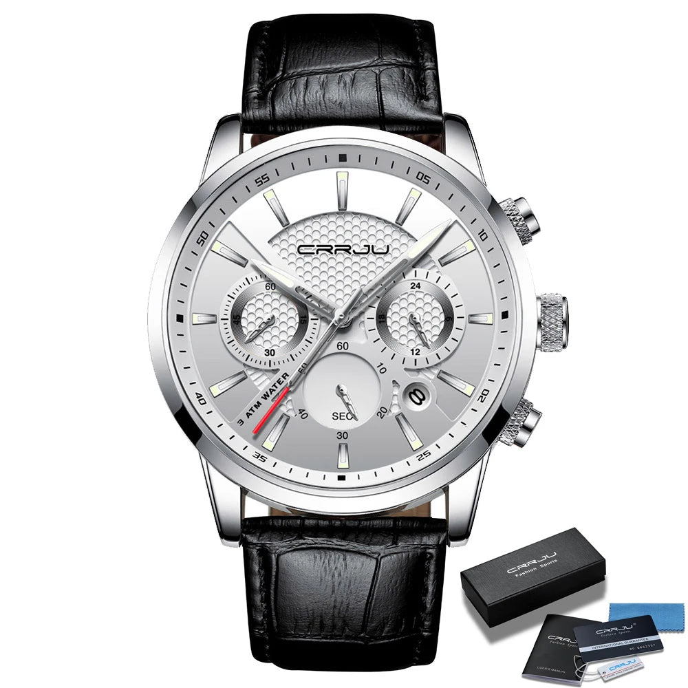 Watches Mens 2021 Casual Leather Quartz Men'S Watch Top Brand Luxury Business Clock Male Sport Waterproof Date Chronograph