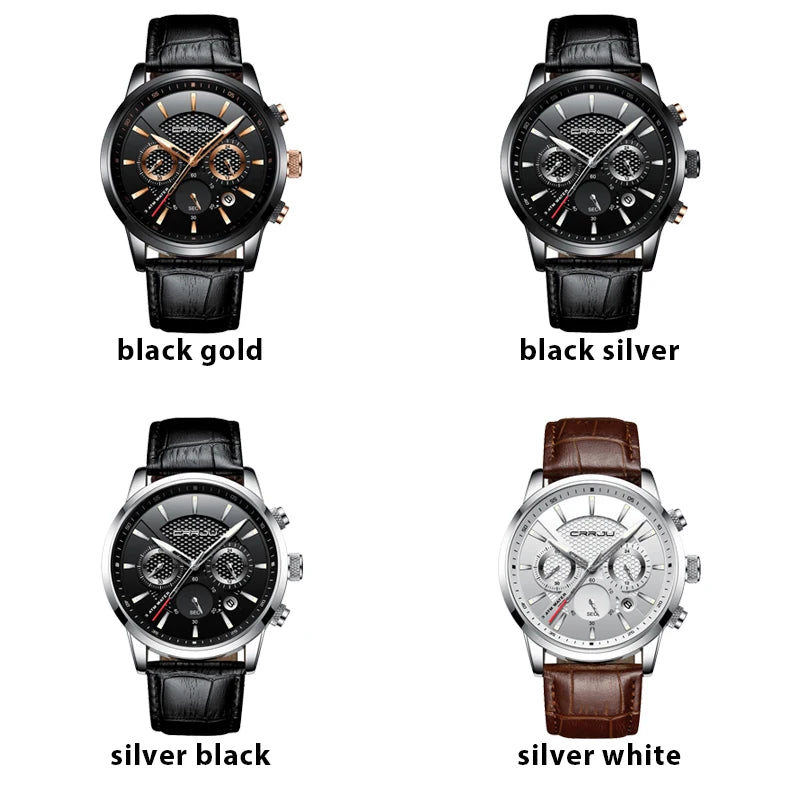 Watches Mens 2021 Casual Leather Quartz Men'S Watch Top Brand Luxury Business Clock Male Sport Waterproof Date Chronograph