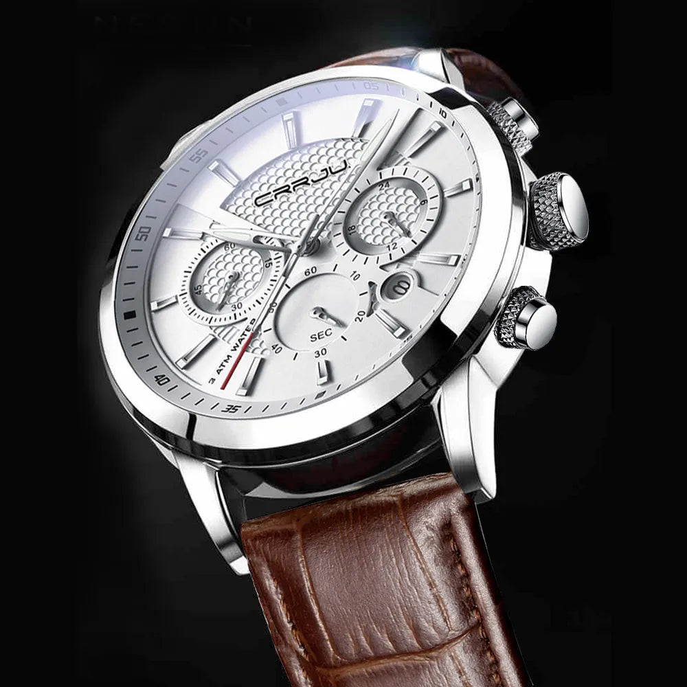 Watches Mens 2021 Casual Leather Quartz Men'S Watch Top Brand Luxury Business Clock Male Sport Waterproof Date Chronograph