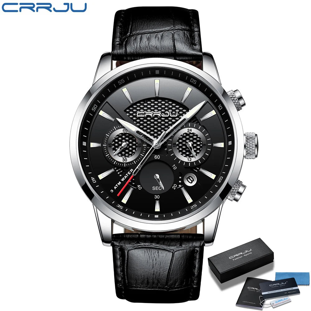 Watches Mens 2021 Casual Leather Quartz Men'S Watch Top Brand Luxury Business Clock Male Sport Waterproof Date Chronograph
