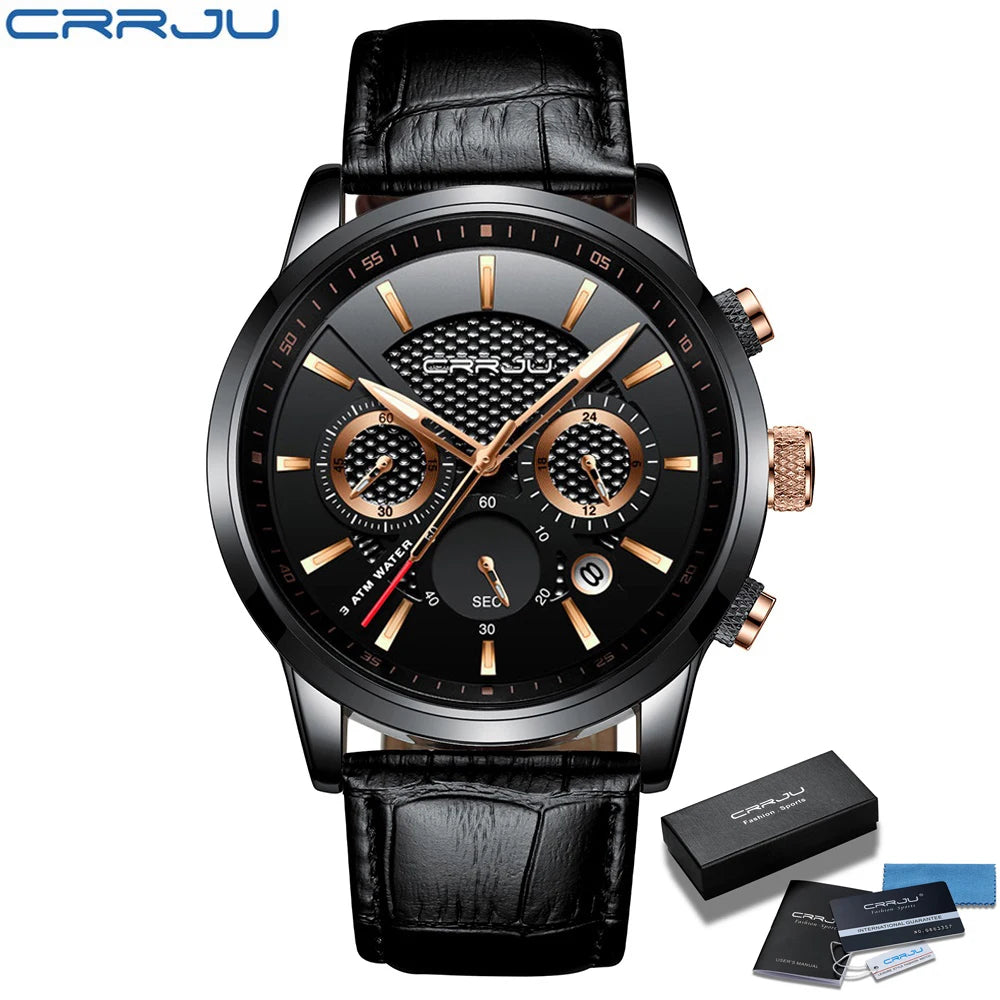 Watches Mens 2021 Casual Leather Quartz Men'S Watch Top Brand Luxury Business Clock Male Sport Waterproof Date Chronograph