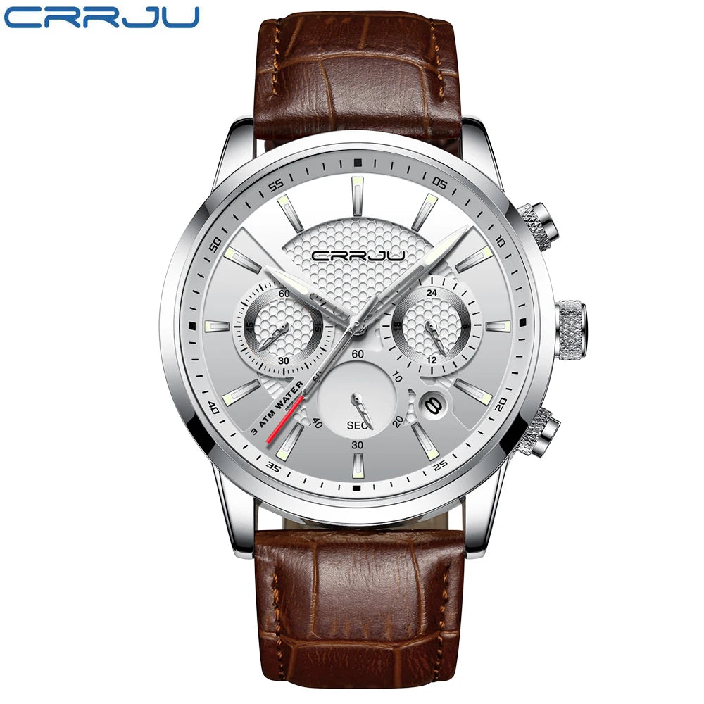 Watches Mens 2021 Casual Leather Quartz Men'S Watch Top Brand Luxury Business Clock Male Sport Waterproof Date Chronograph