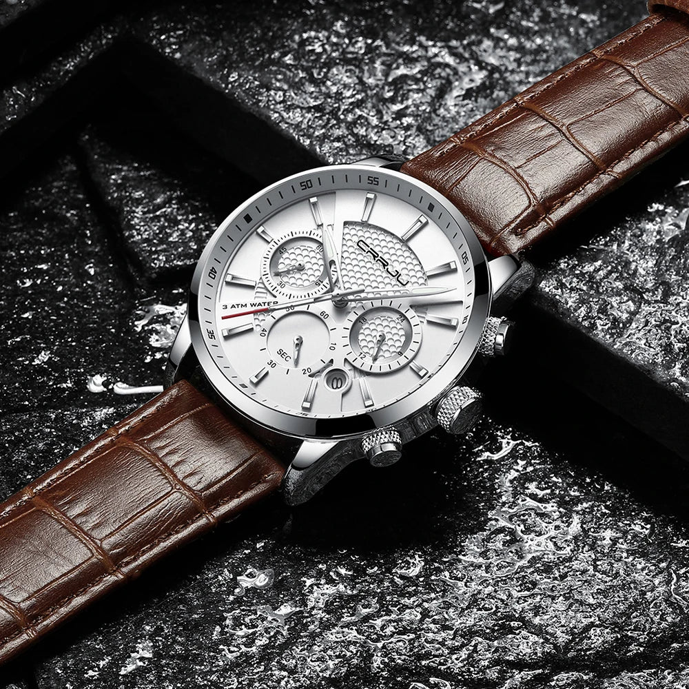 Watches Mens 2021  Casual Leather Quartz Men'S Watch Top Brand Luxury Business Clock Male Sport Waterproof Date Chronograph